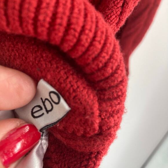 Embroidered Cable Knit Red Patchwork Chunky Cardigan 90s Sporty Grandpa Large - Picture 12 of 15